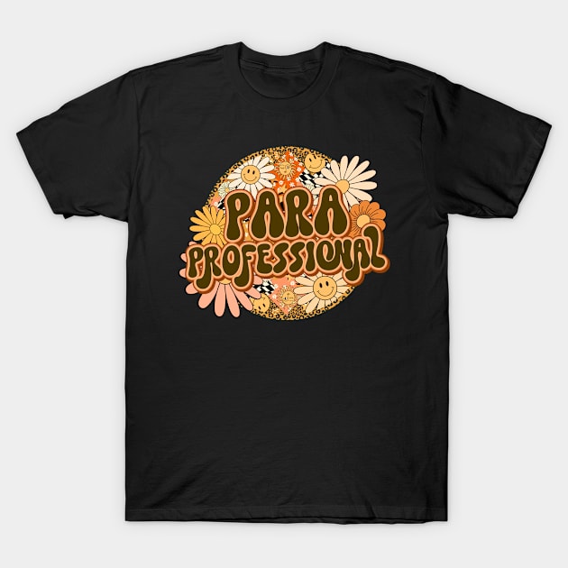 Paraprofessional Retro Groovy Floral Leopard T-Shirt by BuddyandPrecious